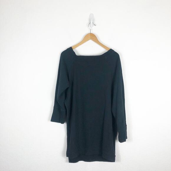 Free People Beach Mercer Textured Side Vent Tunic Top Large Black Loungewear - Picture 12 of 13